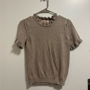 Philosophy Ruffled Short Sleeve Top in Brown